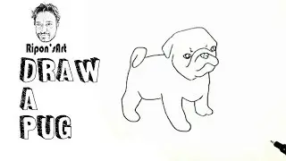 How to draw a pug easy..easy dog drawing and illustration