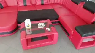 Sofa Dreams Ledersofa Bellagio XXL mit Schlaffunktion und Tisch