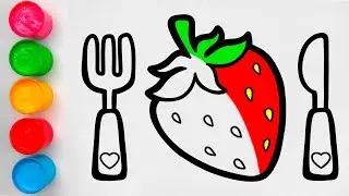 Drawing Strawberry & more Easy Pictures for Kids and Toddlers | Coloring with Sandy the Sticker