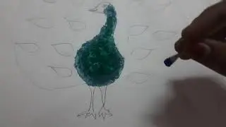 cotton buds used peacock 🦚 painting