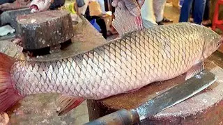 Awesome Fast Skills | Big Grass Carp Cutting By Amazing Fish Cutter