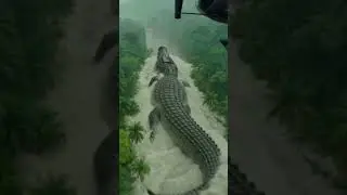 Helicopter Pilot Spots MASSIVE Croc That Looks Like a Dinosaur 🚁 #ExtremeNature #Wildlife