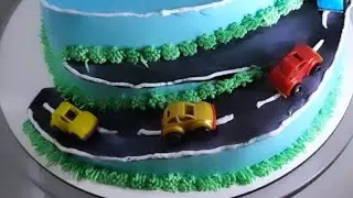 #Como faze decoração de bolo pista de carros