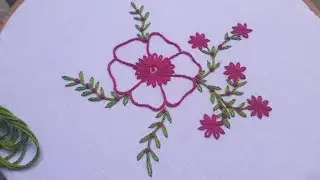 Beautiful Flower Embroidery Design, Stem Stitch/Dandi Tanka, Lazy Daisy, Knot Stitch | F Designing