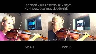 (w4m10y1) beginner’s viola 직장인 초보 비올라 Telemann Concerto in G Major Double, mv 4, side by side, slow