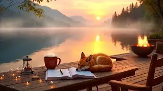 🦊 10‑Hour Study & Focus Ambience by the Lake | Chill Jazz Fusion with Little Fox ☀️🎶