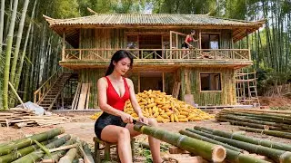TIMELAPSE - Skilled Girl Builds an Incredible Dream Bamboo House in the Forest | Start to Finish