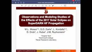 2020 CEDAR Workshop: Observations / Modeling Studies: Effects of the 2017 Solar Eclipse on SuperDARN