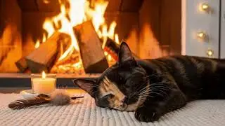 Cozy Cat Relaxation Music 432Hz 😻 Fireplace Energy For Emotional Healing, Calm, And Gentle Rest