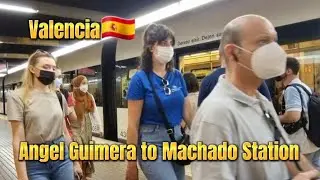Train riding from Angel Guimera to Machado Metro Station| Transboarding station| Valencia