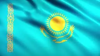 [10 Hours] Kazakhstan Flag Waving - Video & Audio - Waving Flags