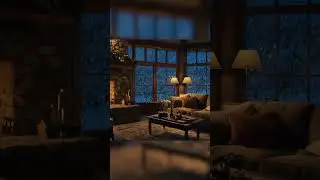 🔥❄️ Cozy Snowfall by the Stone Fireplace | Christmas Cabin Ambience 🎄🤎 #christmas #snow #winter
