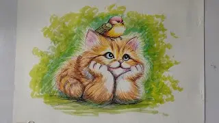 Cute cat drawing _using brush pen 