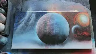 Red vs. Blue Space Scene | Spray Paint Art