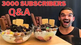 ASMR MUKBANG Q&A DESSERT ICE CREAM OREO, TWIX, KINDER BUENO, KITKAT, REESES 3000 SUBSCRIBERS