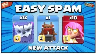 Th15 Attack Strategy EASY SPAM 12 Yeti + 10 Super Arch + Log Launcher | Th15 Ground Attack Strategy