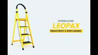 LEOPAX Heavy-Duty 4 Step Ladder | Foldable & Strong Step Stool for Home Use with Anti-Slip Wide Step