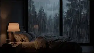 Enchanted Forest Midnight Rain ASMR, rain lake with rain mountain sounds easing insomnia sleep