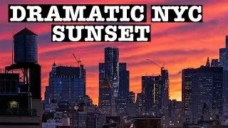 Dramatic NYC SUNSET: Skyline Sunset to Night Downtown Manhattan
