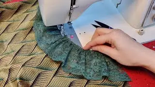 جدید/ تصميم رقبة بسيط و حلو مع دانتيل و دكم/مقاس XL