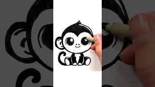 Cute Baby Monkey Drawing in 60 Seconds #babymonkey #cute