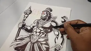 Shree Hanuman ji Drawing with pen sketching, how to draw Hanuman ji , pentonic pen sketching