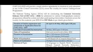 CUET 2022 I NTA CUET  Application form Notice 2022 I CUET online form 2022