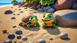 Two Baby Turtles Climb a Hill | Adventure Song for Kids | Fun Rhyme with Actions & Counting