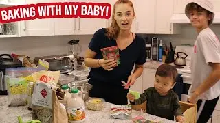 TRYING TO BAKE GRANOLA BARS WITH MY BABY!