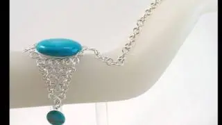 Turquoise Slave Bracelet with Ring by Jen