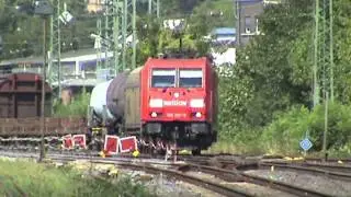 Bauzug, 3x BR151, BR185, BR143, BR425 s&uuml;dw&auml;rtiger Ortseingang Bad H&ouml;nningen