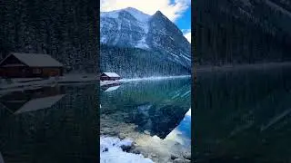 Lake Louise in Calgary❄️ #winterincanada #winter #banff #lakelouise #shorts #beautiful #calgary