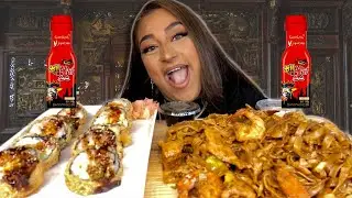 2XSPICY 8 SUSHI IN 8 MINUTES CHALLENGE | PAD THAI MUKBANG | CHINESE FOOD MUKBANG