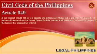 If The Bequest Isn't Specific And Determinate But Is Generic Or Of Quantity | Civil Code Article 949