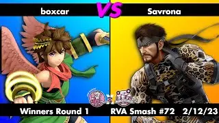 RVA Smash #72: boxcar (Pit) vs Savrona (Snake) - Winners R1 - Super Smash Bros Ultimate SSBU