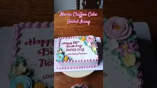Decorating 5x7 Mocha Chiffon Cake in Boiled Icing #boiledicing #cake #cakedecorating #mochachiffon