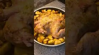 Chicken apples and potatoes  in the oven
