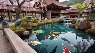Tranquil Temple Garden Koi Pond Design with Natural Stones
