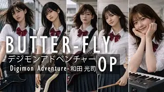 [AI Cover] Butter-Fly | Digimon Adventure | Anime Cover Song | Girl band Alternative Rock