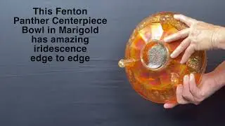 Fenton Panther Centerpiece bowl Marigold #carnivalglass #iridescent #antique #fenton #fentonglass
