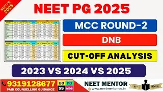 NEET PG 2025 🔥 Анализ тенденций проходных баллов DNB во 2-м раунде MCC 2023, 2024 и 2025 гг. Срав...