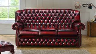 Monks Style Chesterfield Oxblood Leather Sofa - Designer Sofas 4U