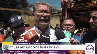 Incendio en Calle Ziem en Temuco: Taller mecánico de buses Bío Bío afectado | ARAUCANÍA 360°