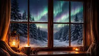 4K AURORA VIEW TV Background - Northern Lights Window - 1 Hour Cozy Night / Still Frame TV