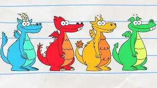 🔵🔴 THE FOUR DRAGONS 🟡🟢 | Double Episode | Boy & Dragon | Cartoons For Kids | Wildbrain Toons