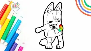 How to Draw Bluey | Bluey Bingo Dancing Drawing 🌈 🐶