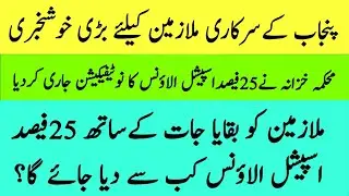 Finance Department Punjab Notification of 25 Percent Special Allowance 2021 for Govt Employees