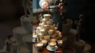 Tiny Baristas Build a GIANT Coffee Cup Tower! ☕ Watch the Magic Unfold! #TinyBaristas @CyberPlatform