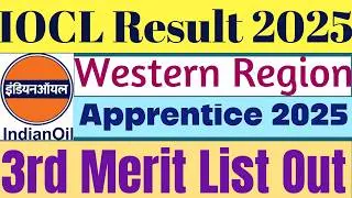 IOCL Apprentice Result 2025. IOCL Western Region Apprentice Merit List Out. IOCL Apprentice DV List.