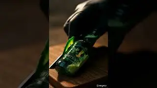 satisfying glass cutting ft. KINGFISHER  BOTTLE | ASMR AI glass cutting | GLASS CUTTING